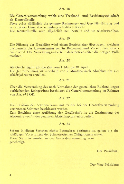 Dem Emissionsprospekt beigelegte Statuten, Seite 4
