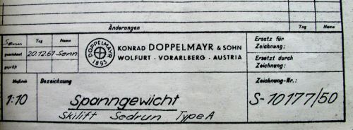 Doppelmayr-Zeichnung vom 20.12.1961: "Konrad Doppelmayr & Sohn", Zeichner "Senn", Zeichnung Nr. S-10177/50
