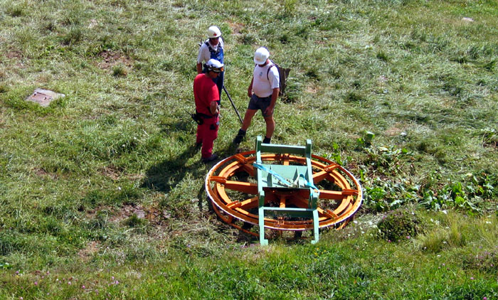Demontage Skilift Drun, 12. Juli 2006 - Foto: Bergbahnen Sedrun
