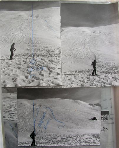 Vermutlich im Winter 1979: Erste Sondierungen, wo der neue Skilift gebaut werden könnte (Archiv Bergbahnen Sedrun)
