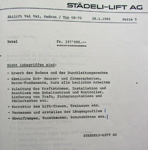 Die aktualisierten technischen Daten (28.1.1980)
