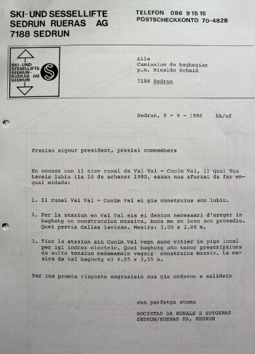 Nachtrag zur Baubewilligung, 8.9.1980
