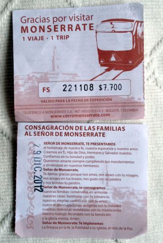 Standseilbahnticket Monserrate, 29. Dezember 2012 (Foto: hj)
