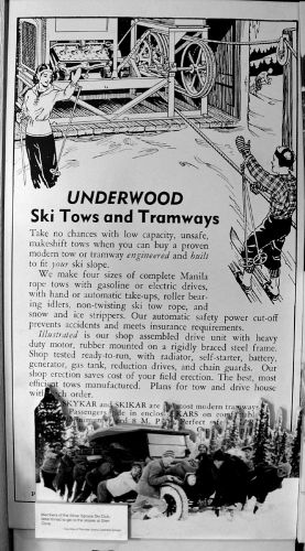 Colorado Ski Museum: Werbung für Underwood Ski Tows and Tramways
