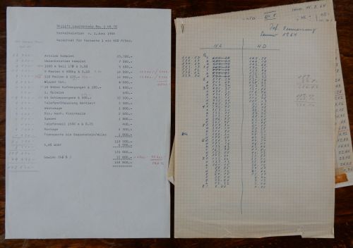 Kalulation und Vermessung von Theo Brunner zum Skilift Lauchernalp 1 (Juni 1964)
