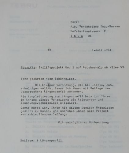 Brief von Theo Brunner an Albert Schönholzer vom 8.7.1964
