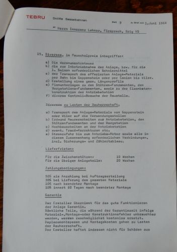Offerte vom 1.6.1964 von Theo Brunner z.H. Notar Lehner
