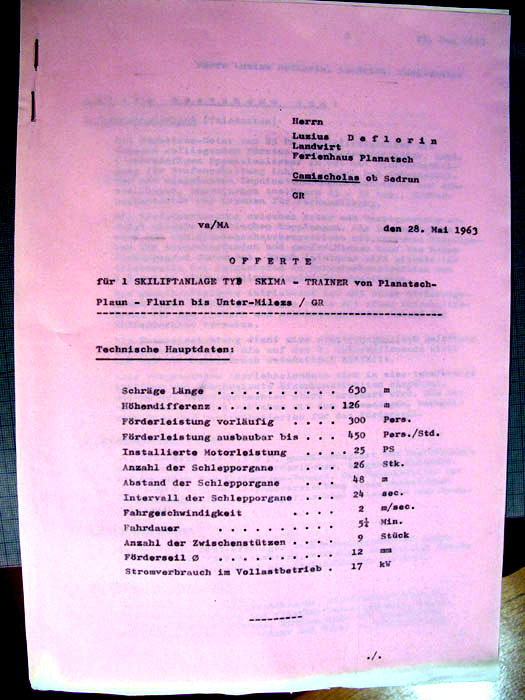 Offerte der Firma SKIMA in Zürich, bei der Theo Brunner in den 1960er-Jahren arbeitete. In Google wird zu SKIMA u.a. [url=http://www.skilift-mugi.ch/joo3/index.php/chronik]diese Seite gefunden[/url]. Zudem hat Skima in den 1950er-Jahren am Oberalppass einen Stemag-Lift aufgestellt, [url=http://www.jacomet.ch/themen/skilift/album/thumbnails.php?album=153]siehe hier[/url]. Theo Brunner und die Skima AG lieferten sich später über Jahre einen langwierigen Prozess (Akten im Archiv skiliftfotos.ch).
