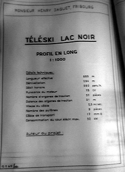 Téléski Lac Noir, 1960 / Offerte für Henry Jacquet, Fribourg
