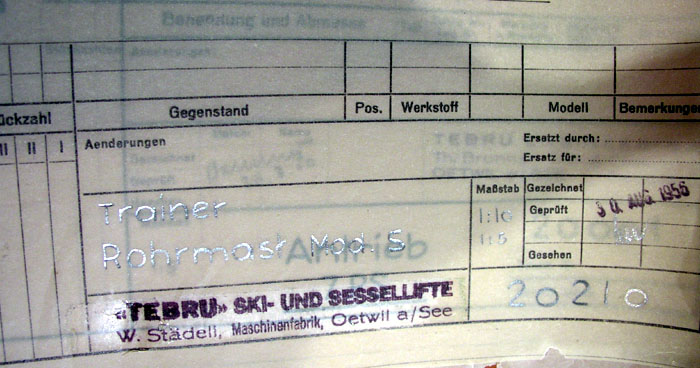 "Trainer Rohrmast Mod. 5", 30.8.1956
