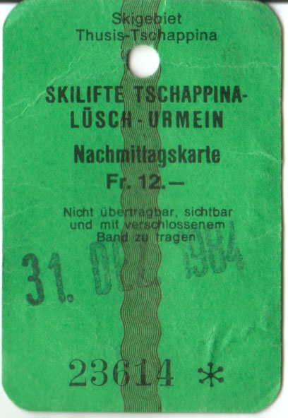 Nachmittagskarte Thusis-Tschappina, 1984

