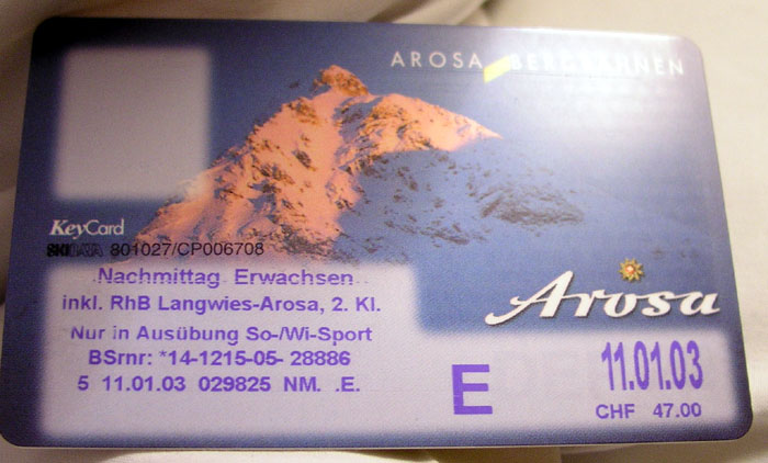 Tageskarte Arosa, 2003
