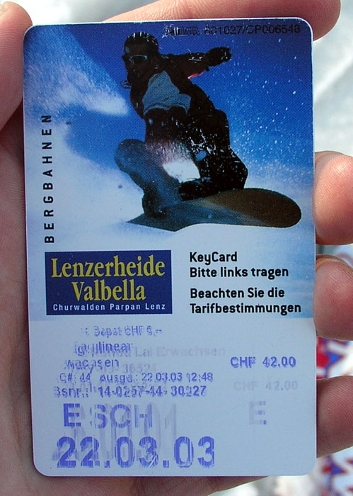 Tageskarte Lenzerheide, 2003
