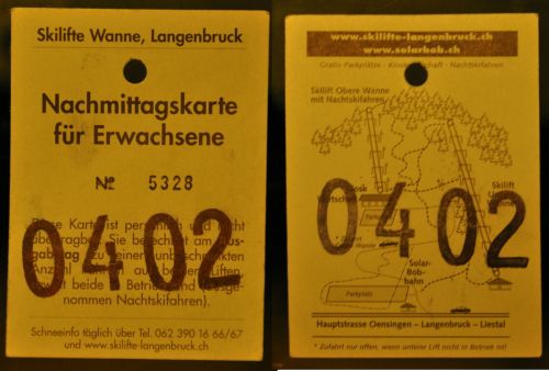 Langenbruck, Skilifte Wanne, Nachmittagskarte (22.-), 4. Februar 2010
