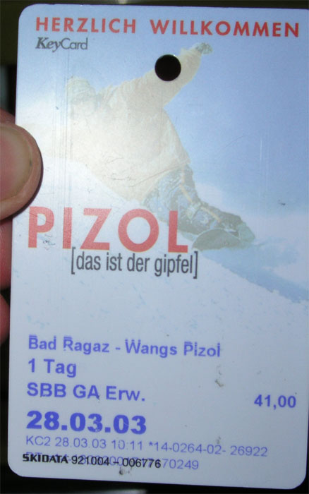 Tageskarte Pizol 2003
