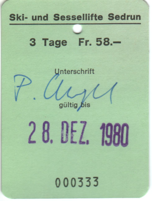 3-Tageskarte, Dezember 1980
