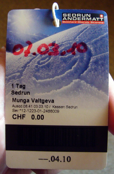 Gratiskarte für Kinder unter 6 Jahren, Valtegeva, März 2010

