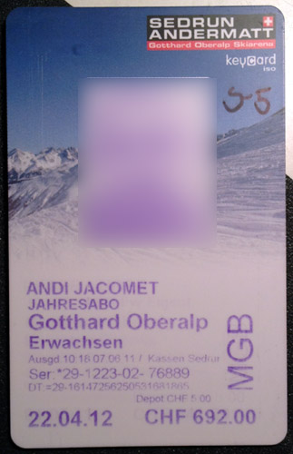Jahresabo Sedrun/Andermatt (GOBA) 2011/12
