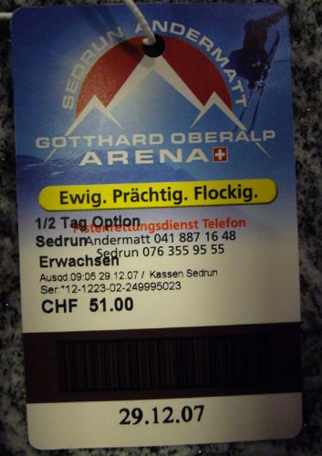 Options-Tageskarte (Halbtageskarte, Rückgabe bis 13 Uhr), 29. Dezember 2007
