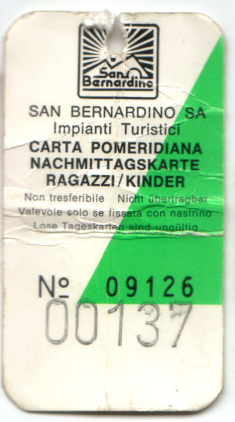 Nachmittagskarte San Bernardino, 1984
