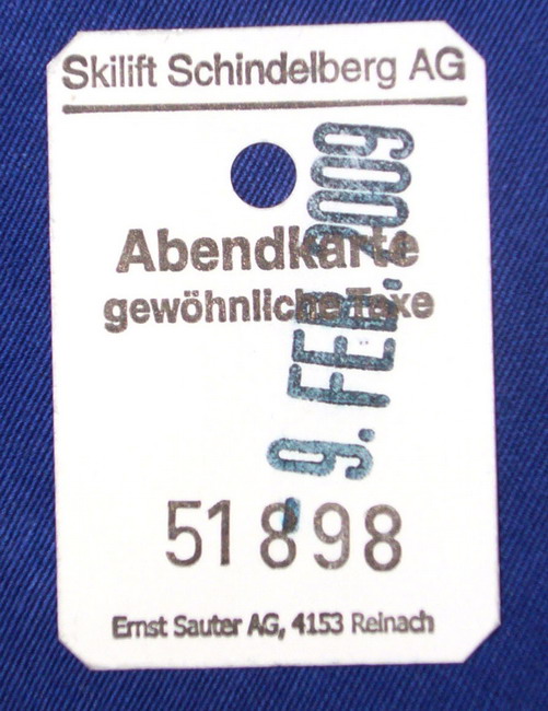 Abendkarte Skilift Linden, 9. Februar 2009
