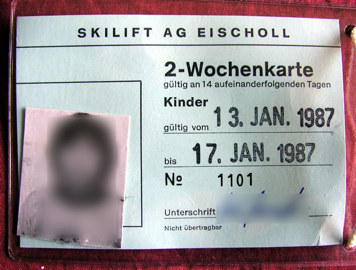 Skilager-Wochenkarte Eischoll 1987
