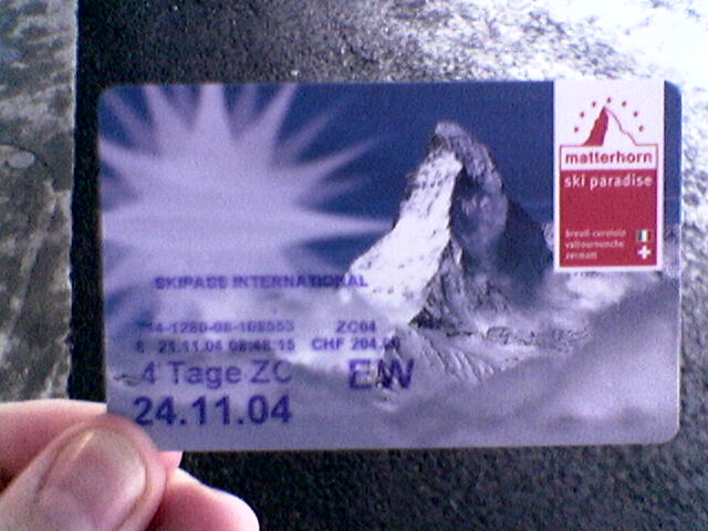 Tageskarte Zermatt, November 2004
