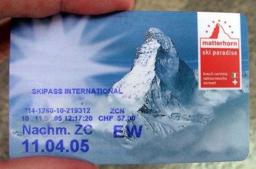 Tageskarte Zermatt-Cervinia, April 2005

