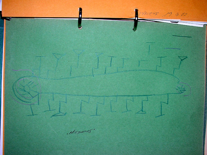 Skiliftzeichnung aus dem Kindergarten, 1977
