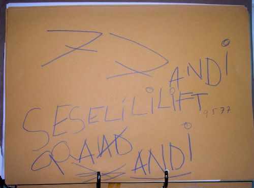 Sesselliftzeichnung aus dem Kindergarten, 1977 - sogar vom Künstler selbst datiert
