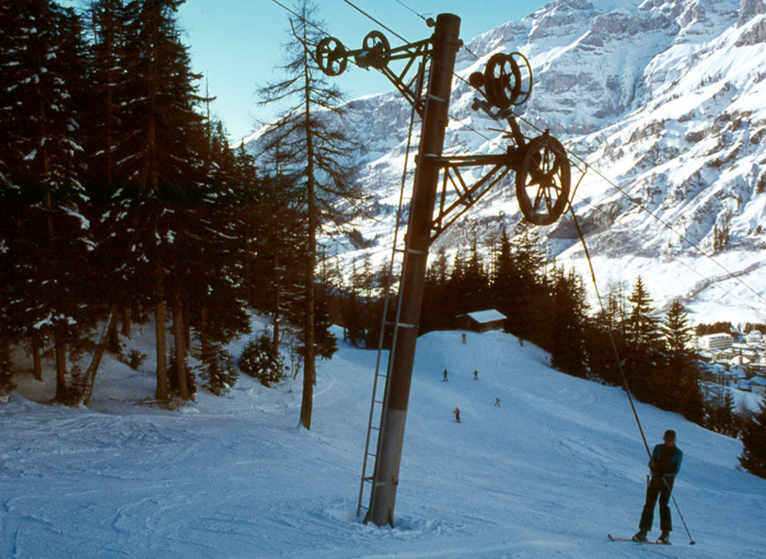 Heute nicht mehr existierender Poma-Lift Obere Maressen, Dezember 1977
