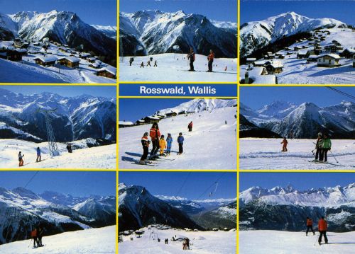 Postkarte Nr. 44589 (Photo Klopfenstein, Adelboden), vermutlich frühe 1980er-Jahre, GMD- und Küpfer-Skilifte. Archiv J. Schuler, gestempelt 1987.
