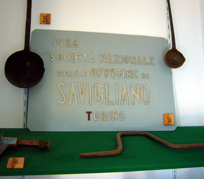 Savigliano-Schild, 1938 / Quelle: Museum auf der Testa Grigia, November 2006
