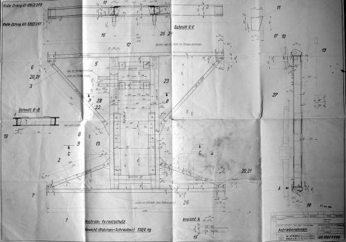 Zeichnung "Antriebsrahmen Skilift Fischenthal" (US-120, November 1963)
