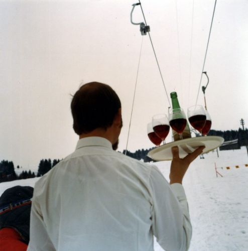 Aufnahmen für Werbeprospekt des ersten Hydrogehänges SL-9H, frühe 1970er-Jahre
