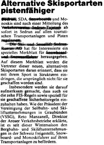Snöbers welcome - BaZ vom 15.1.1988