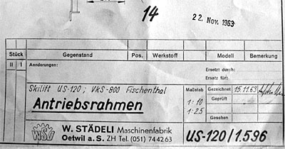 Konstruktionsplan Skilift Fischenthal (WSO, 1963)