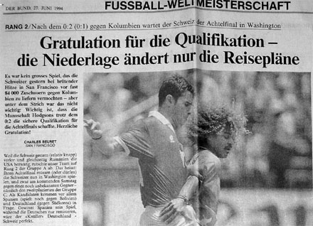 Der Bund, 27. Juni 1994 - Die Achtelfinals rufen!