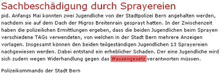 Chileli vo Wasse neu in Bern? www.bern.ch, 6. Juli 2006