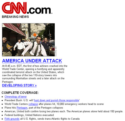 cnn.com, 11. September 2001, abends MESZ
