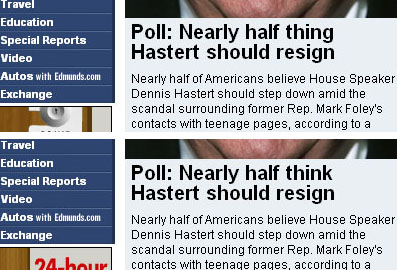 Halbe Sachen bei CNN (Screenshots von www.cnn.com im Oktober 2006)