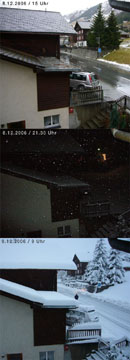 Einschneien in Sedrun, 8./9.12.2006 (Klicken für grosse Fassung)