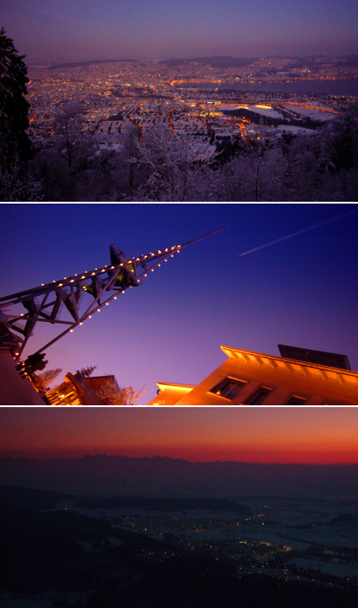 Nach Zürich verirrt und entzückt gewesen: Üetliberg am Abend des 26. Januars 2007
