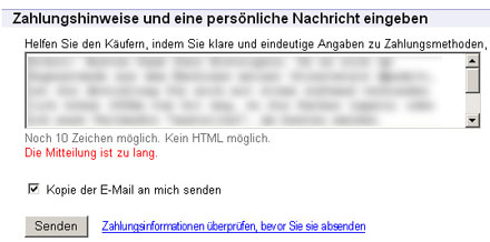 Ja was denn nun: 10 Zeichen oder zu lang? ebay.ch, 11. Juli 2007