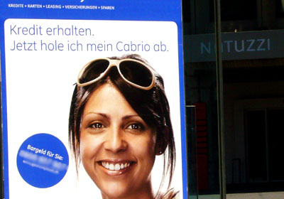 Werbung eines Kreditunternehmens: Wenn schon für ein GA... (Winterthur, 2. September 2007)