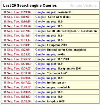 Der 11. September als Suchphänomen: Suchabfragen für JacoBlök in Google, 11.9.2007, nachmittags