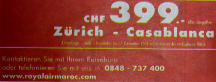 Kontaktieren Sie mit uns! (Inserat von Air Maroc, 20.11.2007)