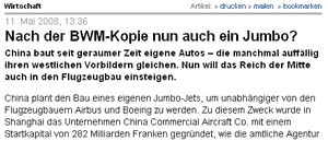BWM oder BMW...? (Tages-Anzeiger online, 11.5.2008)