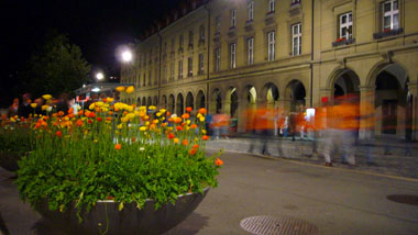 Orange Pflanzen, orange Heimkehrer aus dem Stade de Suisse
