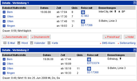 10 Minuten Ersparnis dank Extrazug - schade, dass das nicht immer so ist (Juni 2008)